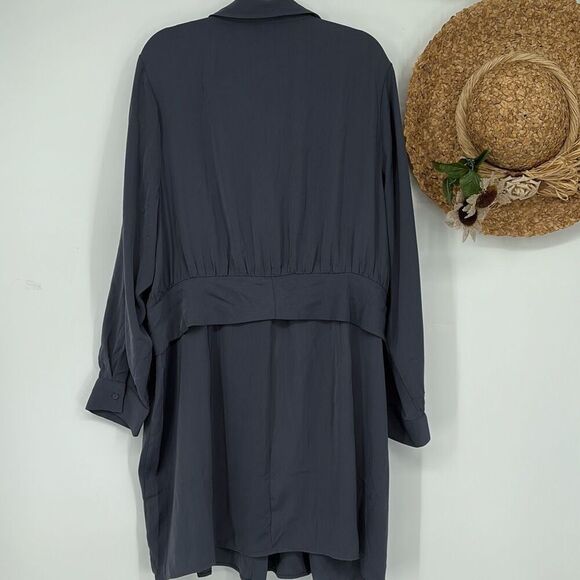 City Chic Tie Detail Dress Collared Smoke Grey XXL New‎ - Picture 11 of 16